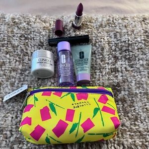 Clinique X Donald Zip Top Bag & 5 Cosmetics As Shown NWT